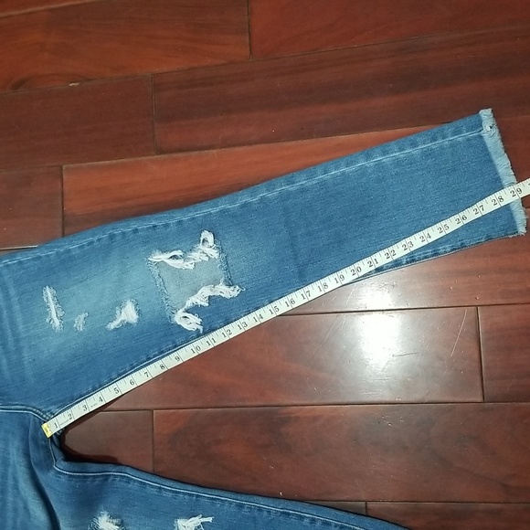 Encore Junior Jeans High Rise Destroyed Boyfriend Fit Size 1 Blue - Picture 10 of 12